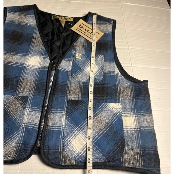 Vintage NWT men’s B.U.M. Equipment Blue & Black Plaid Quilted Cotton Vest L - Picture 11 of 11